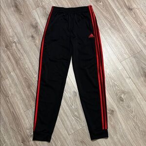 Adidas Black Track Pants with Red Stripes jogger fit boys Large 14/16